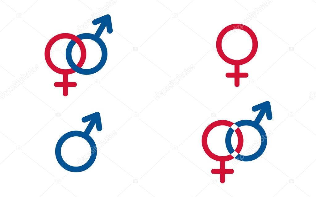 Set, traditional female and male symbols, Venus and Mars, Vector