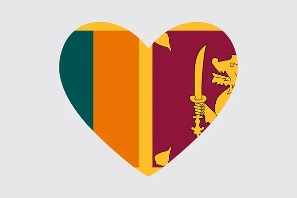 Coeur dans le symbole du drapeau du Sri Lanka . — Image vectorielle