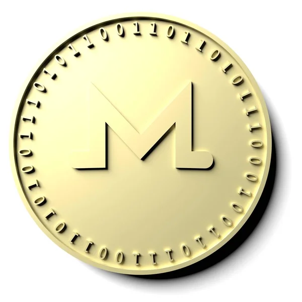 Monero デジタル暗号通貨の隔離されたコインは、白い背景に影を落としてください。 — ストック写真