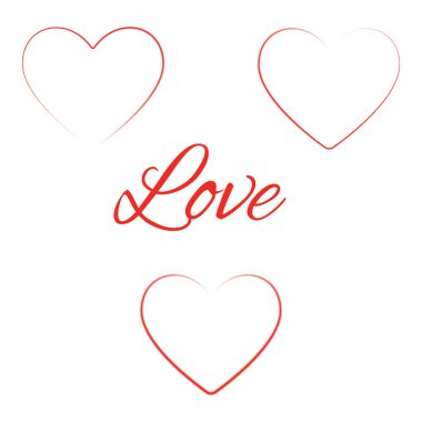 Üç kupa farklı fırçalar ve yazı aşk, vektör kümesi