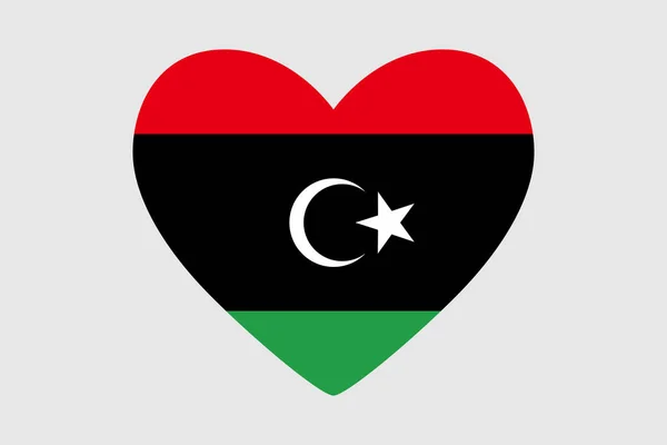 Kalp Libya bayrağı renklerinin vektör. — Stok Vektör