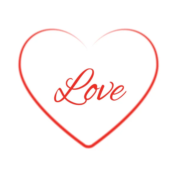 Κόκκινη καρδιά περίγραμμα με επιστολή αγάπης, διάνυσμα. — Διανυσματικό Αρχείο