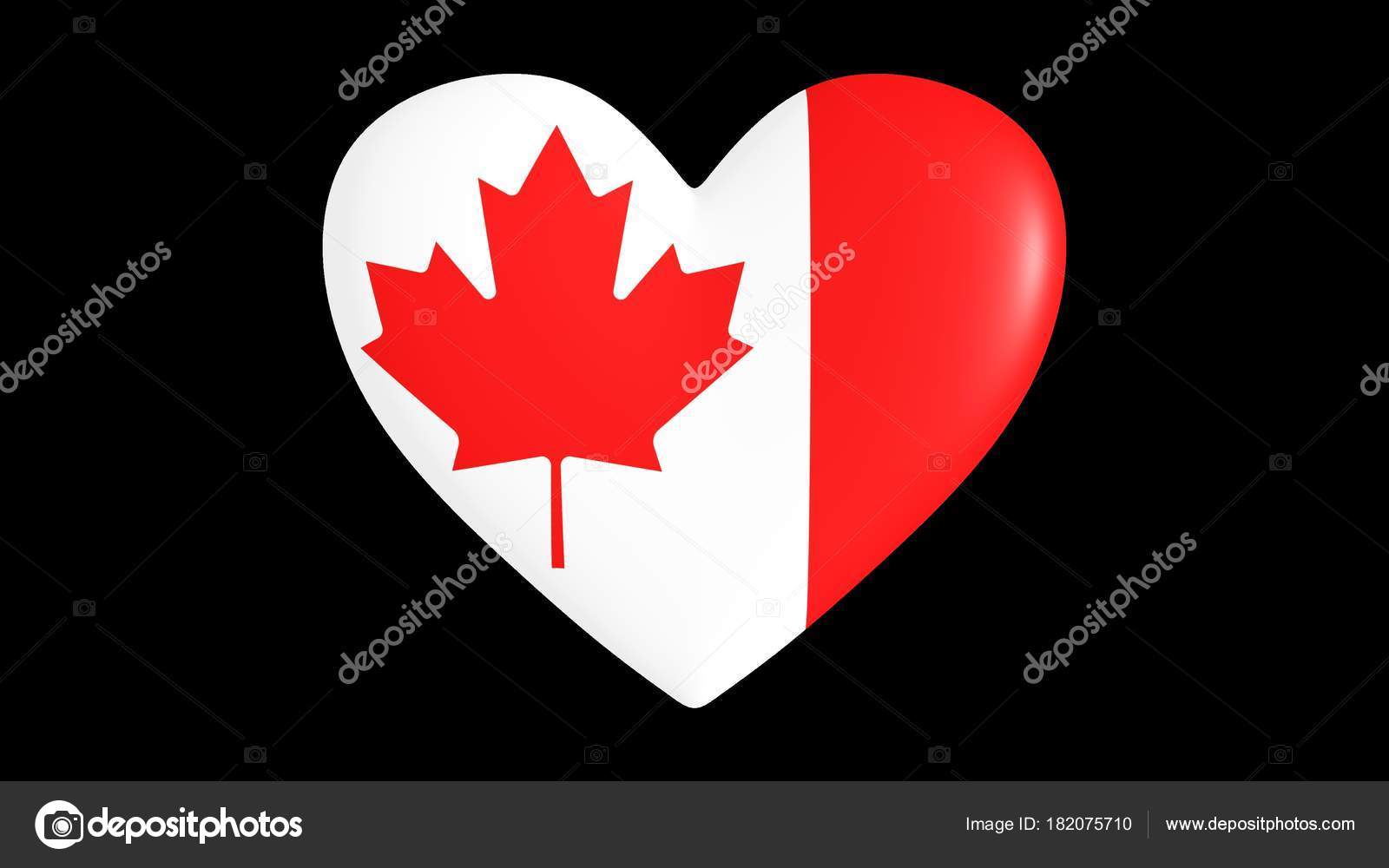 黒の背景 3 D レンダリングに カナダの国旗の色の心 ストック写真 C Gladder