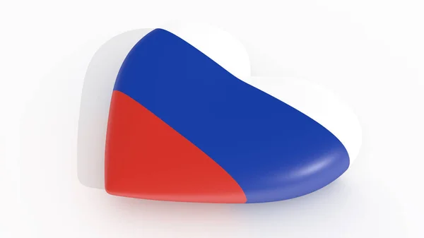 Καρδιά με τα χρώματα της σημαίας της Ρωσίας, σε λευκό φόντο, 3d rendering — Φωτογραφία Αρχείου
