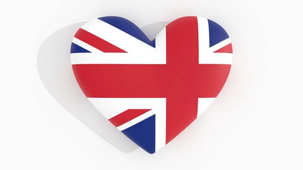 Coração nas cores da bandeira do Reino Unido, renderização 3d . — Fotografia de Stock