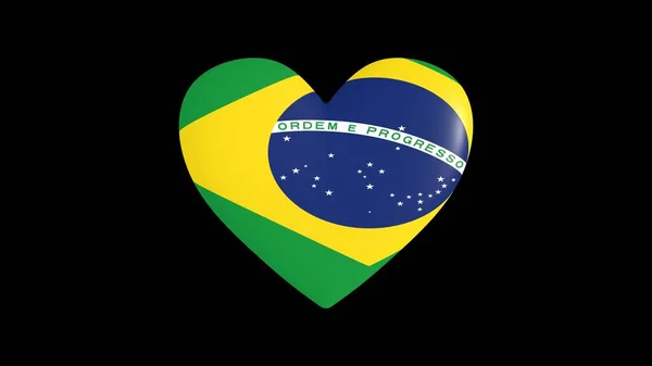 Corazón en los colores de la bandera de Brasil, sobre un fondo negro, 3d renderizado . — Foto de Stock