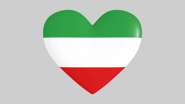 Coração nas cores da bandeira do Irã, em um fundo branco, renderização 3d . — Fotografia de Stock