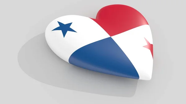 白の背景、3 d レンダリングの側に、パナマの国旗の色の心. — ストック写真