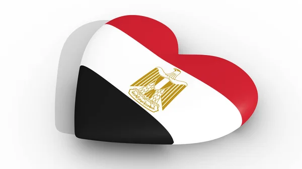 Coração nas cores da bandeira do Egito, em um fundo branco, 3d renderização lado . — Fotografia de Stock