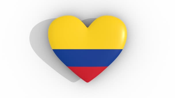 Lüktető szíve, a színek, a Kolumbia zászló, fehér háttér, 3D-s renderelés top, hurok
