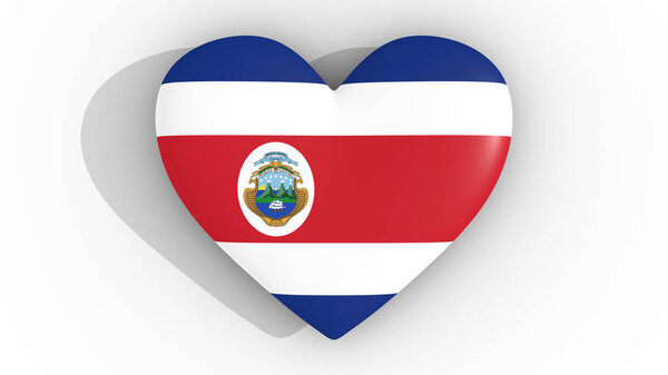 Сердце в цветах флага Коста-Рики, на белом фоне, 3d рендеринга
.