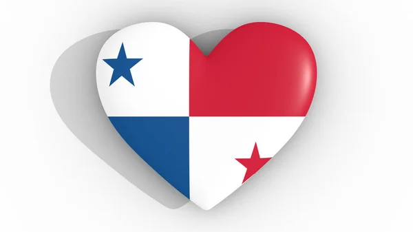 Corazón en los colores de la bandera de Panamá, sobre un fondo blanco, 3d rendering top . —  Fotos de Stock