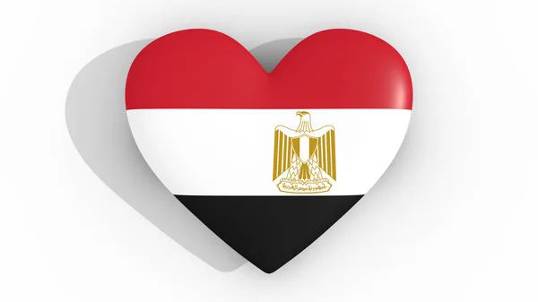 Coração nas cores da bandeira do Egito, em um fundo branco, 3d renderização topo . — Fotografia de Stock