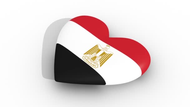Cuore pulsante nei colori della bandiera egiziana, su sfondo bianco, lato rendering 3d, loop . — Video Stock