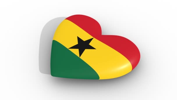 Coeur Pulsant Aux Couleurs Drapeau Ghana Sur Fond Blanc Côté — Video