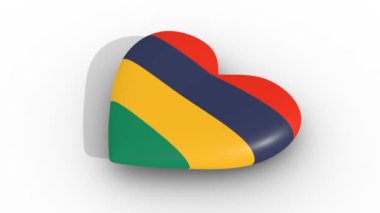 Mauritius, renk beyaz arka plan, 3d render yan, döngü zonklayan kalp