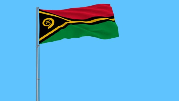 Izolovat Vlajka Vanatu Dvoudílné Stožáru Vlaje Větru Modrém Pozadí Vykreslování — Stock video