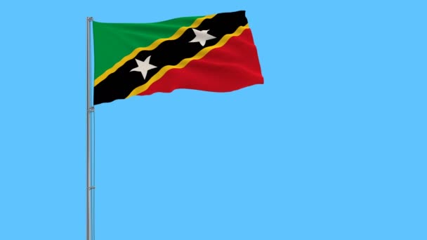 Vlag Van Saint Kitts Nevis Een Vlaggenmast Wapperen Wind Een — Stockvideo