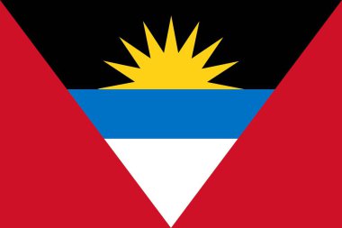 Antigua ve Barbuda resmi renkleri ve oranlarını, vektör görüntü bayrağı.