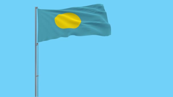 Izolovat Vlajka Palau Stožáru Vlaje Větru Modrém Pozadí Vykreslování — Stock video