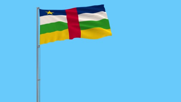 Orta Afrika Cumhuriyeti Bayrağı Mavi Arka Plan Render Rüzgarla Içinde — Stok video