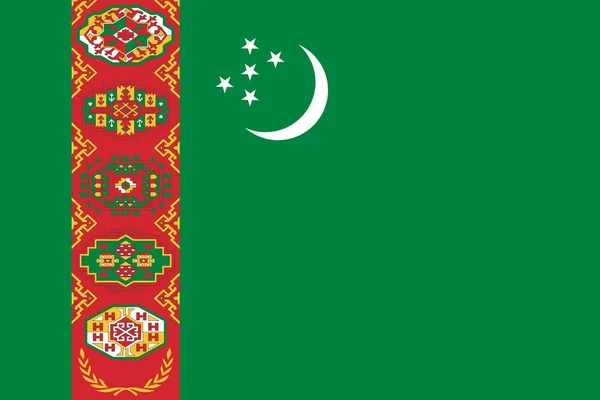 Flag of Turkmenistan official colors and proportions, vector image. — Stock Vector