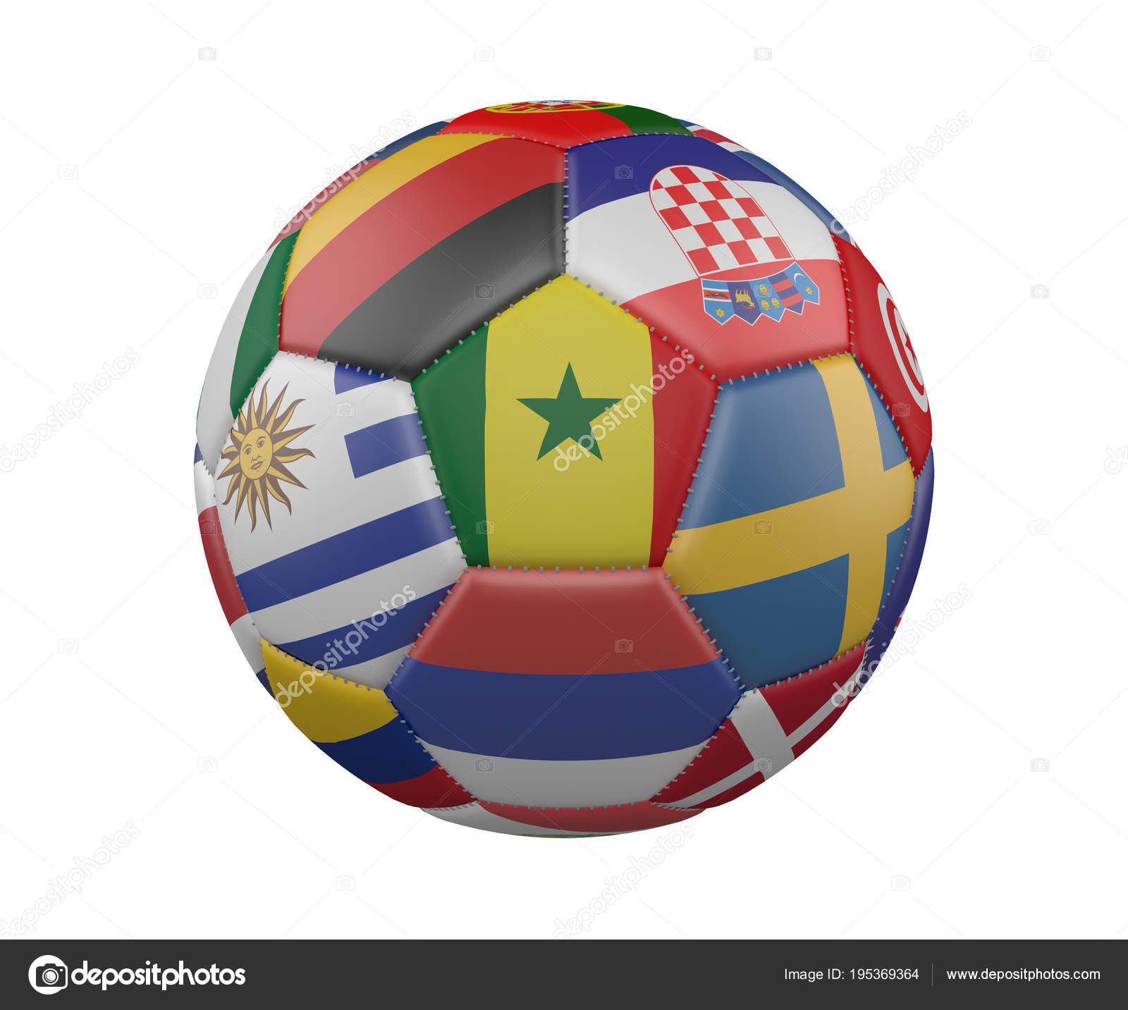 3d Dessin D Un Ballon De Soccer Avec Drapeau Sur Fond Blanc Photographie Gladder C 195369364