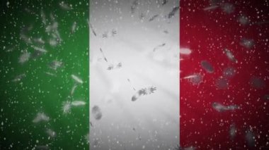 İtalya bayrağı düşen kar döngüsü, Yeni Yıl ve Noel arka planı, döngü