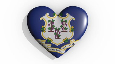 Connecticut 'ın kalbi beyaz arka planda gölgeler bırakıyor Sevgililer Günü, 3D görüntüleme