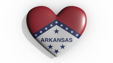 Arkansas 'ın kalbinin gölgesi beyaz arka planda, Sevgililer Günü, 3D görüntüleme