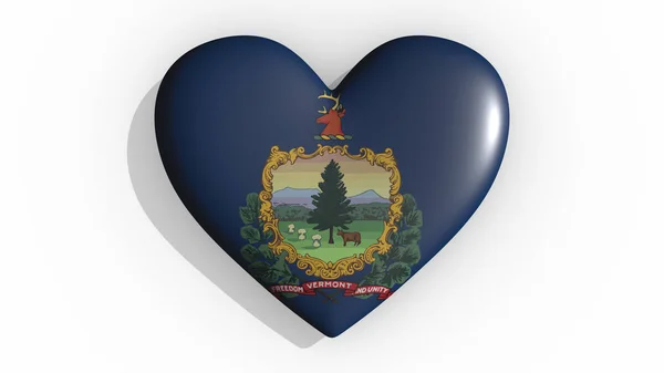 Vermont serce rzuca cień na białe tło, Walentynki, renderowanie 3D — Zdjęcie stockowe