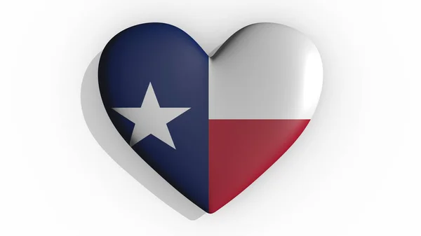 Серце Техасу відкидає тінь на білому тлі, день Валентинів, 3d рендеринг — стокове фото