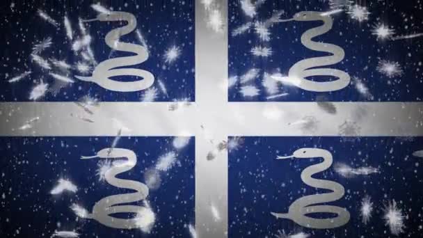 Martinik vlajka padající sníh smyčka, Nový rok a vánoční pozadí, smyčka — Stock video