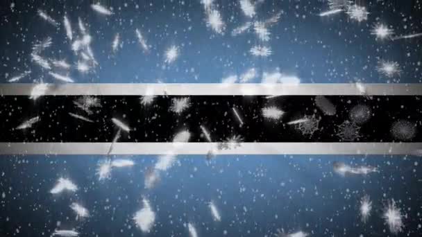 Botswana flagga fallande snö loopable, nyår och jul bakgrund, loop — Stockvideo