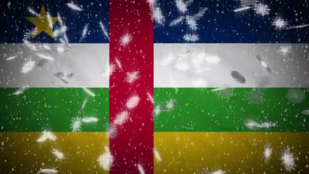 Közép-afrikai Köztársaság zászló esik hó hurok, Újév és karácsony hurok — Stock videók