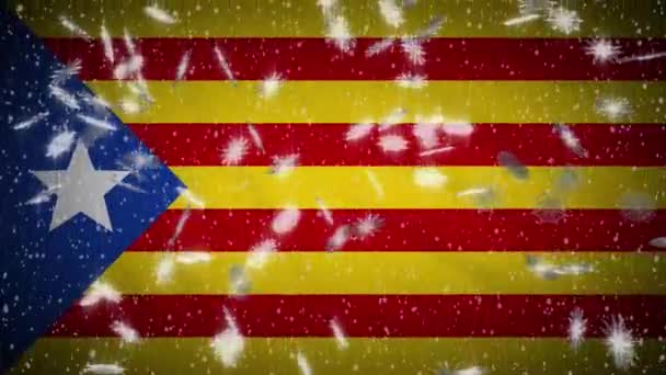 Bandiera estelada blu caduta neve loop, Capodanno e ciclo di sfondo di Natale — Video Stock