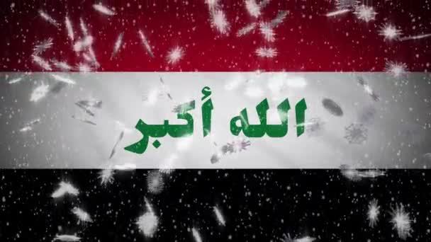 Iraq bandiera caduta neve loop, Capodanno e sfondo di Natale, ciclo — Video Stock