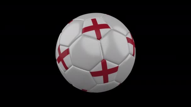 Topun üzerindeki İngiltere bayrağı şeffaf bir zemin üzerinde döner, alfa kanal döngüsü — Stok video