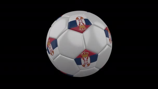 Bandera de Serbia en una pelota gira sobre un fondo transparente, bucle de canal alfa — Vídeos de Stock