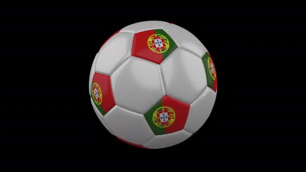 Portugal drapeau sur une balle tourne sur un fond transparent, boucle de canal alpha — Video