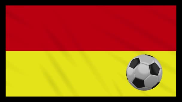 Tamil Eelam bicolor flag and soccer ball rotates on background of waving cloth, loop — Stock Video