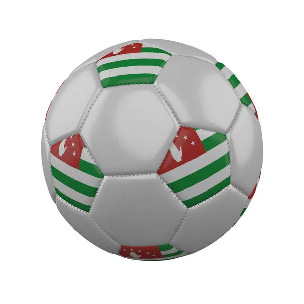 Bandiera dell'Abkhazia su pallone da calcio su sfondo bianco, rendering 3D — Foto Stock