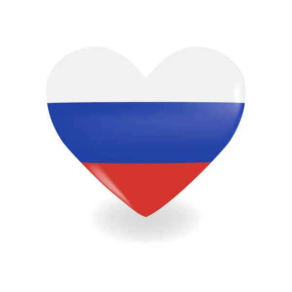 Ογκομετρική Ρωσία Καρδιά σε λευκό φόντο ρίχνει σκιά, διάνυσμα — Διανυσματικό Αρχείο