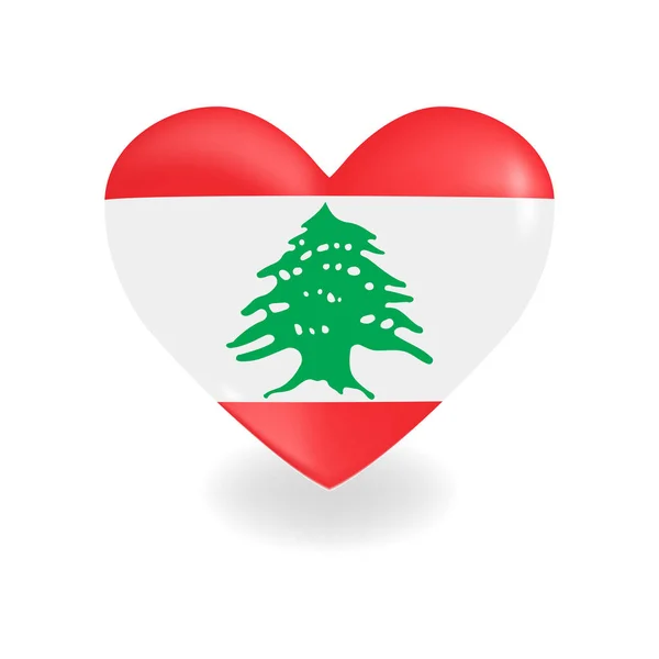 Volumetrikus Libanon Szív fehér háttér vet árnyék, vektor — Stock Vector