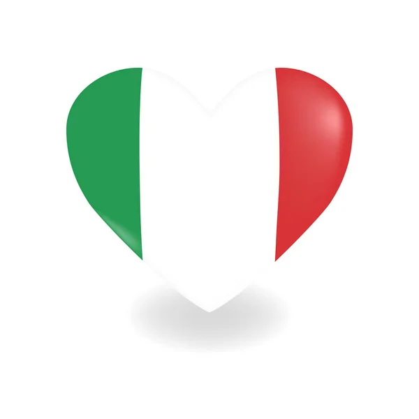 Volumetric Italy Corazón sobre fondo blanco proyecta sombra, vector — Vector de stock