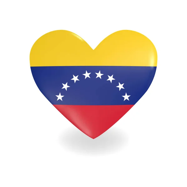 Volumetrikus Venezuela Szív fehér háttér vet árnyék, vektor — Stock Vector