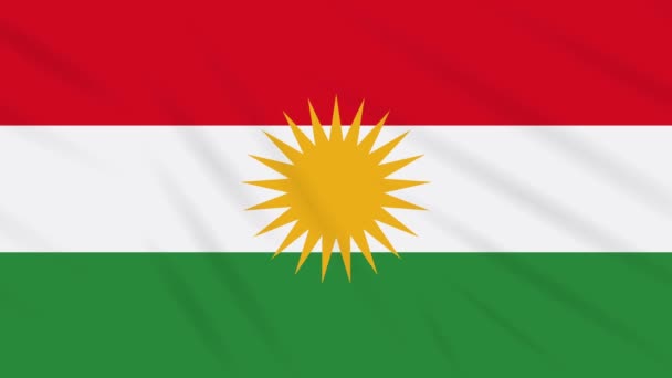 Bandera del Kurdistán ondeando tela, ideal para fondo, bucle — Vídeo de stock