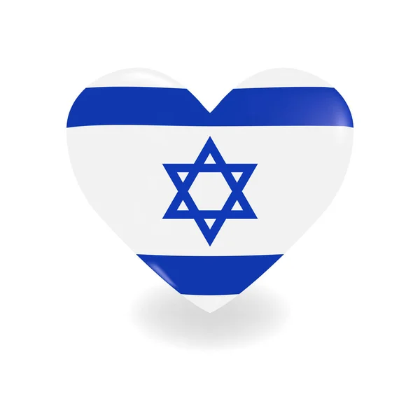 Objemový Izrael Srdce na bílém pozadí vrhá stín, vektor — Stockový vektor