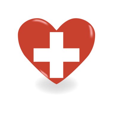 Volumetrik İsviçre Kalbi beyaz arkaplanda gölge ve vektör oluşturur