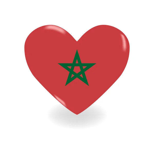 Objętościowe Maroko Serce na białym tle rzuca cień, wektor — Wektor stockowy